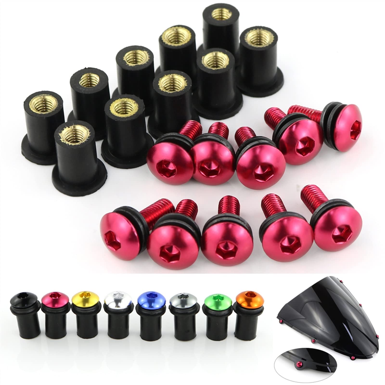 改造アクセサリー 10個入りオートバイ用フロントガラスボルトキット に